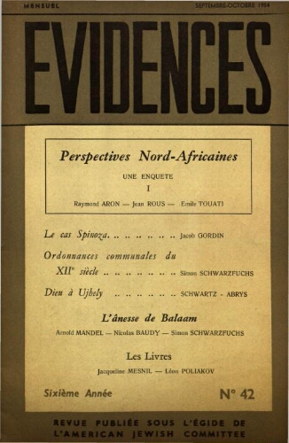 Evidences. N° 42 (Septembre/Octobre 1954)